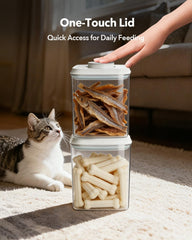 EQI clear BPA-free pet plastic container shows food level at a glance