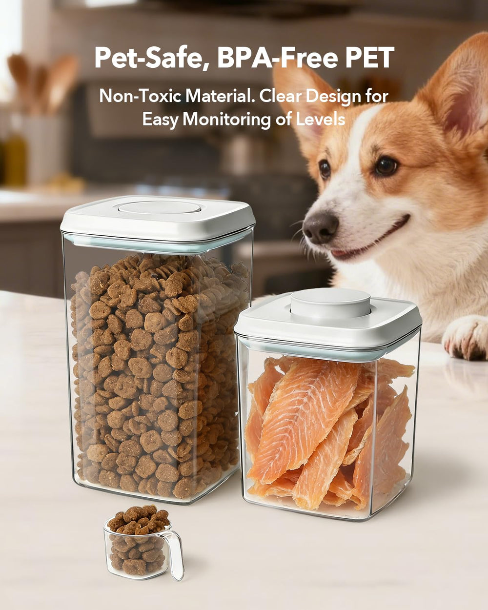 EQI airtight seal keeps kibble fresh and moisture-free.