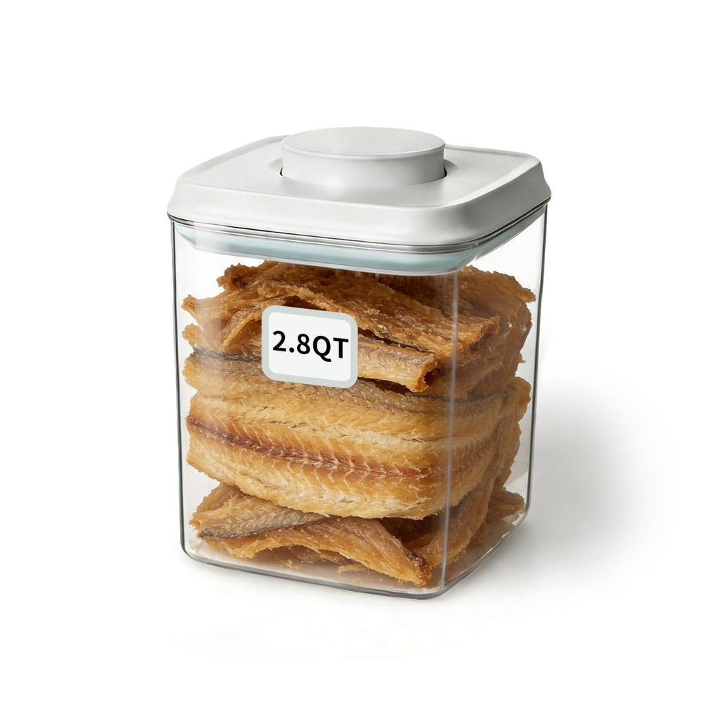 EQI dog food storage container with one-touch lid for easy feeding access