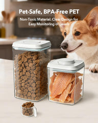 EQI pet treats container with airtight seal keeps moisture and pests out