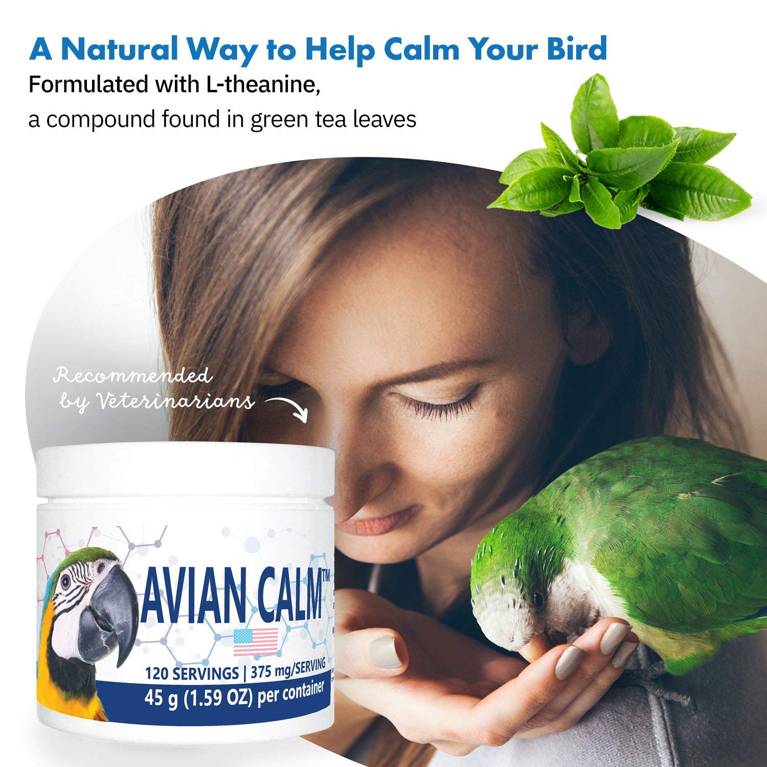 USA-made label highlights quality, human-grade ingredients, and non-GMO formula.