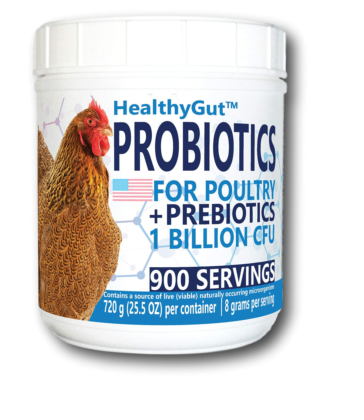 Equa Holistics HealthyGut Probiotics bottle pour for easy poultry dosing