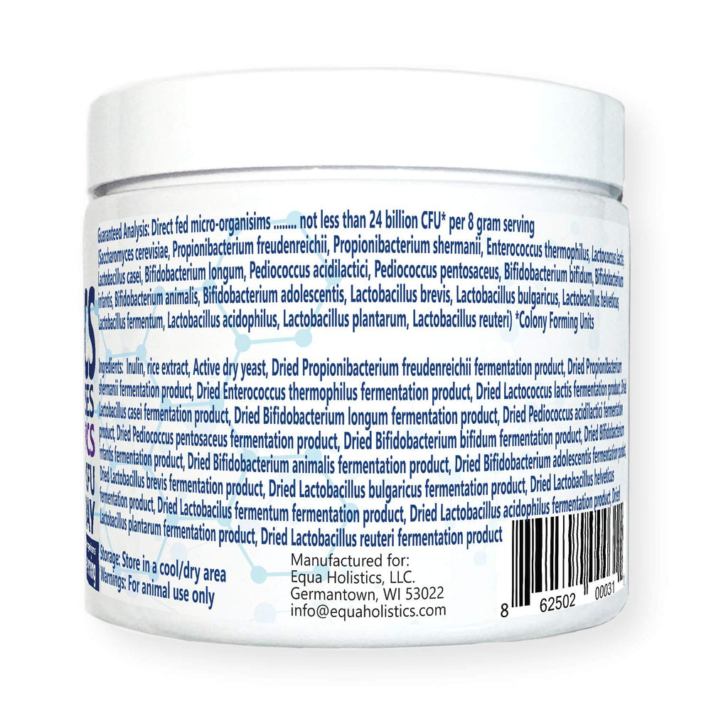 Equa Holistics HealthyGut label emphasizing USA-made, non-GMO formula