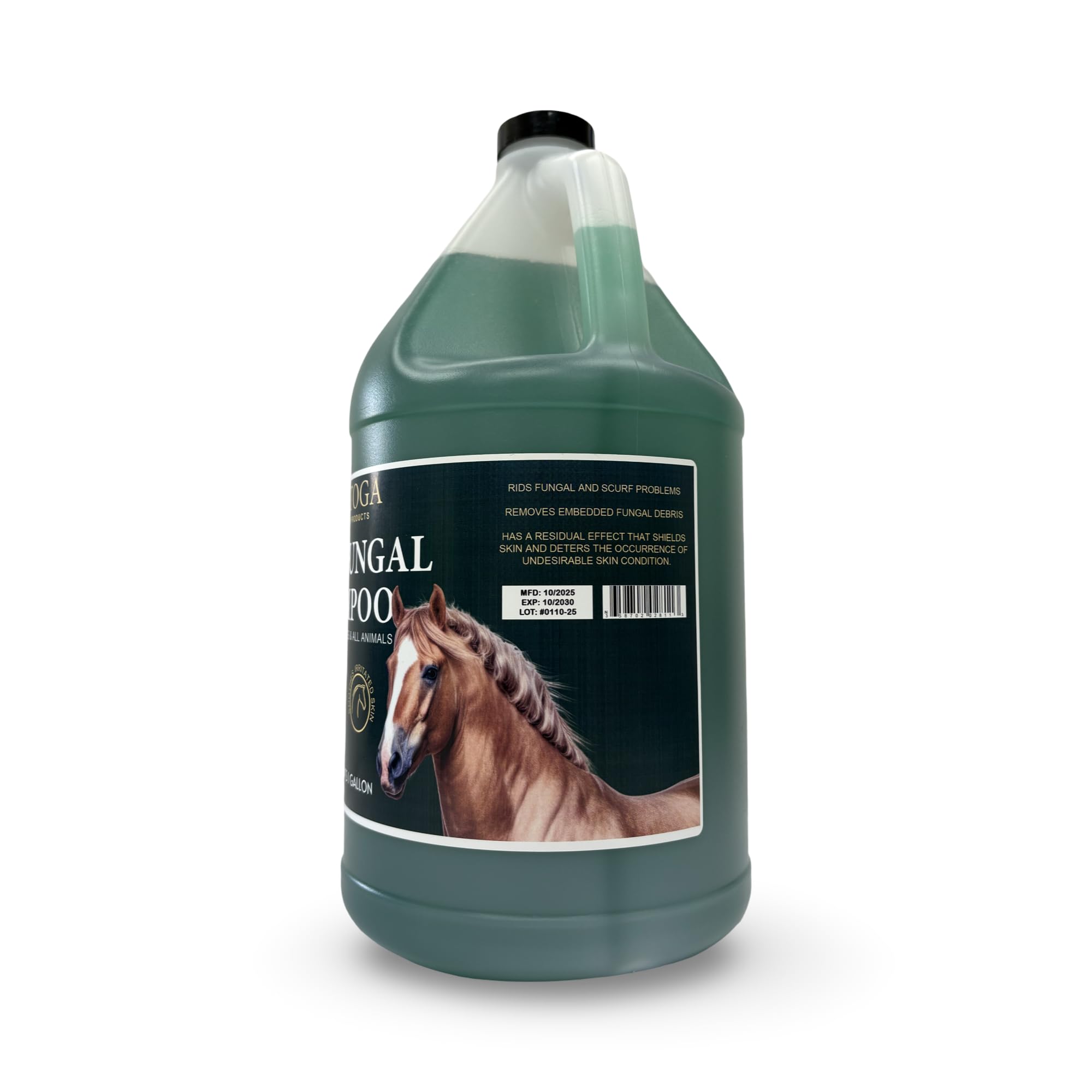Rich lather on a horse coat from EQUI-SPAZ Saratoga antifungal shampoo demonstrating cleansing action