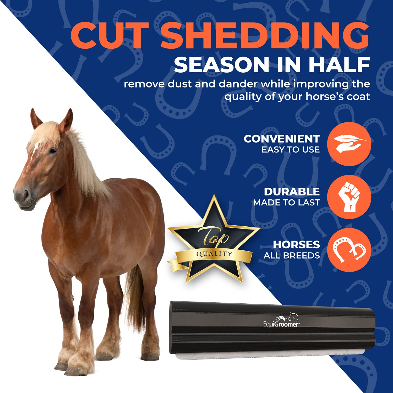 EquiGroomer coat-shine enhancement reveals natural luster with regular use.