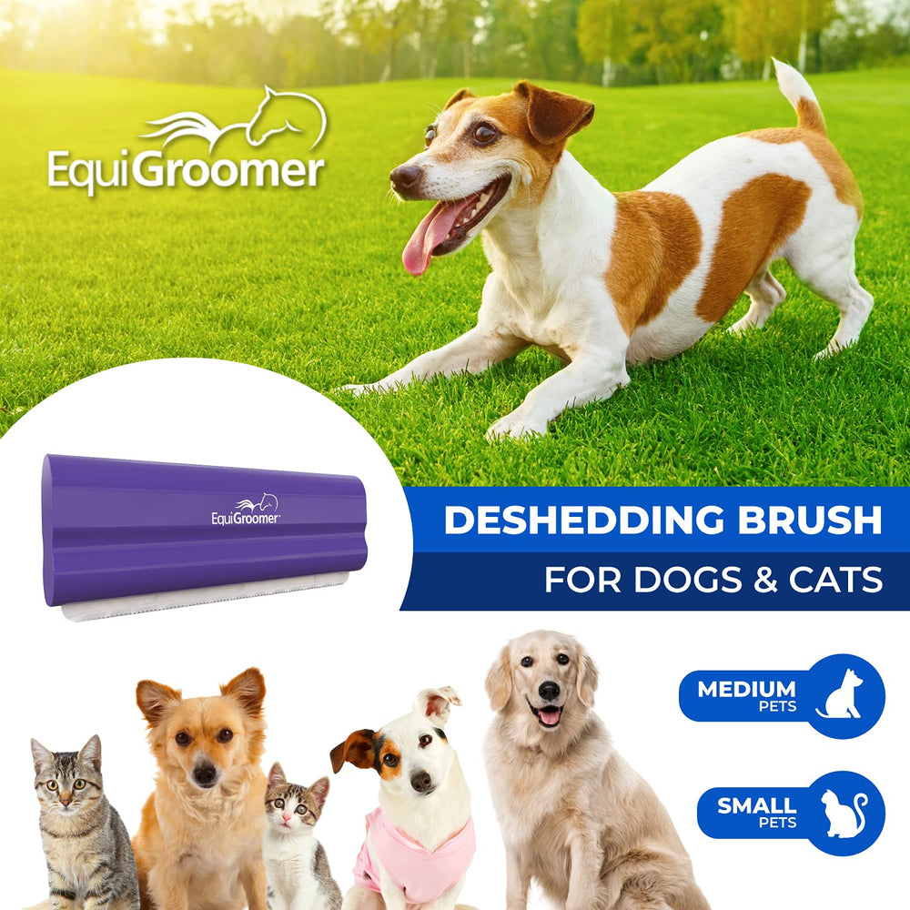 EquiGroomer EasyGroomer deshedding brush blade closeup shows rust-resistant, pet-safe performance.