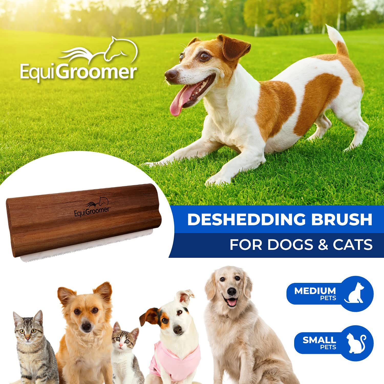 EquiGroomer EasyGroomer deshedding brush blade closeup: rust-resistant steel for safety
