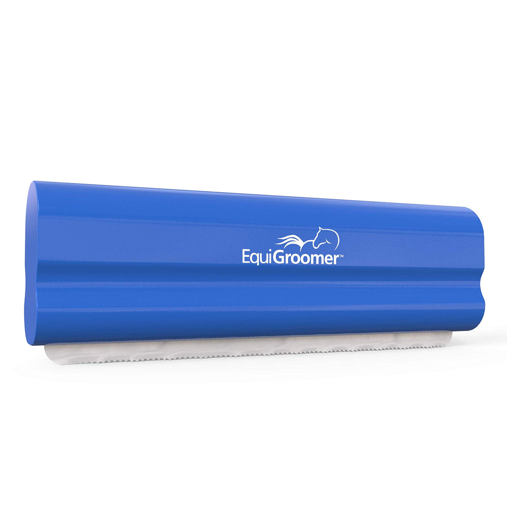 EquiGroomer EasyGroomer deshedding brush in use on a dog to reduce loose fur