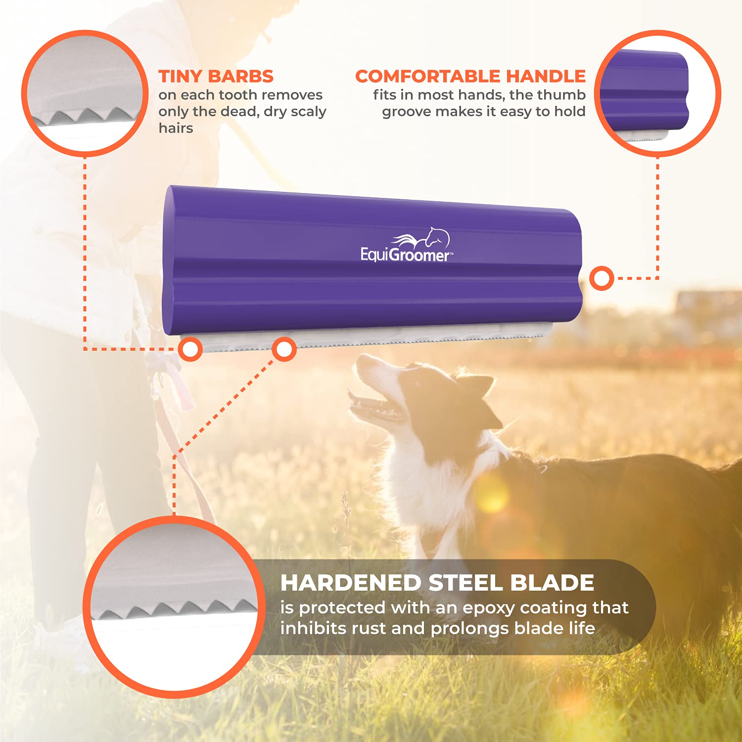 EquiGroomer EasyGroomer deshedding brush for dogs and cats with short and long coats.