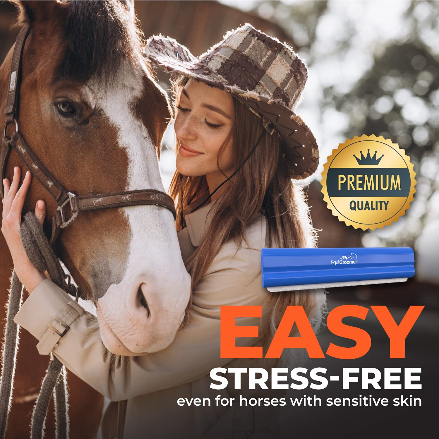 EquiGroomer gentle grooming suitable for sensitive-skinned animals and pets.