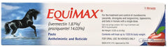 Equimax paste bottle with flat-nose applicator enabling accurate dosing for horses.
