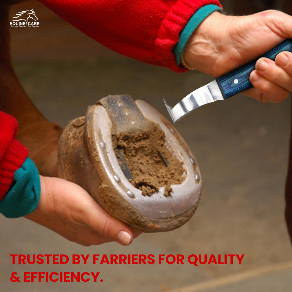 Equine Care durable J2 steel hoof knife ready for daily use