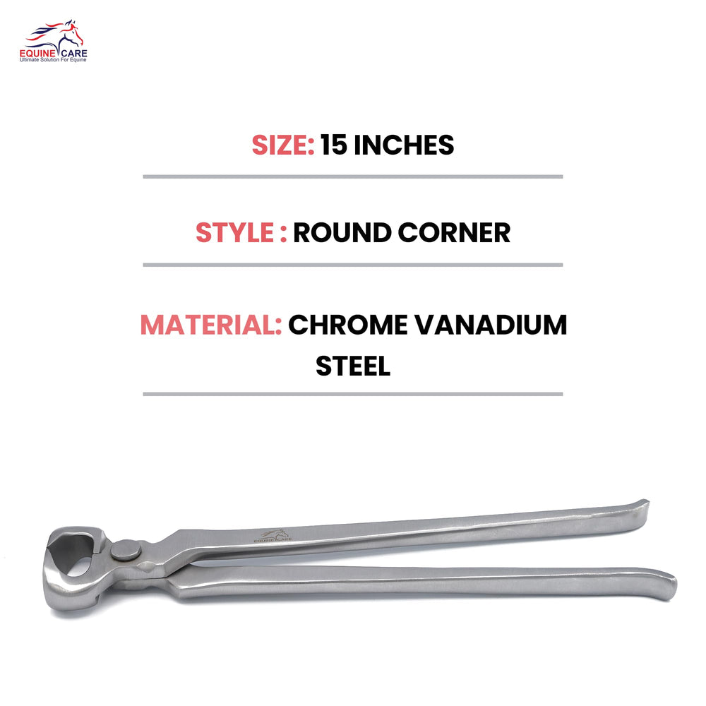 Equine Care hoof nipper no-spring design highlights reliable manual control.