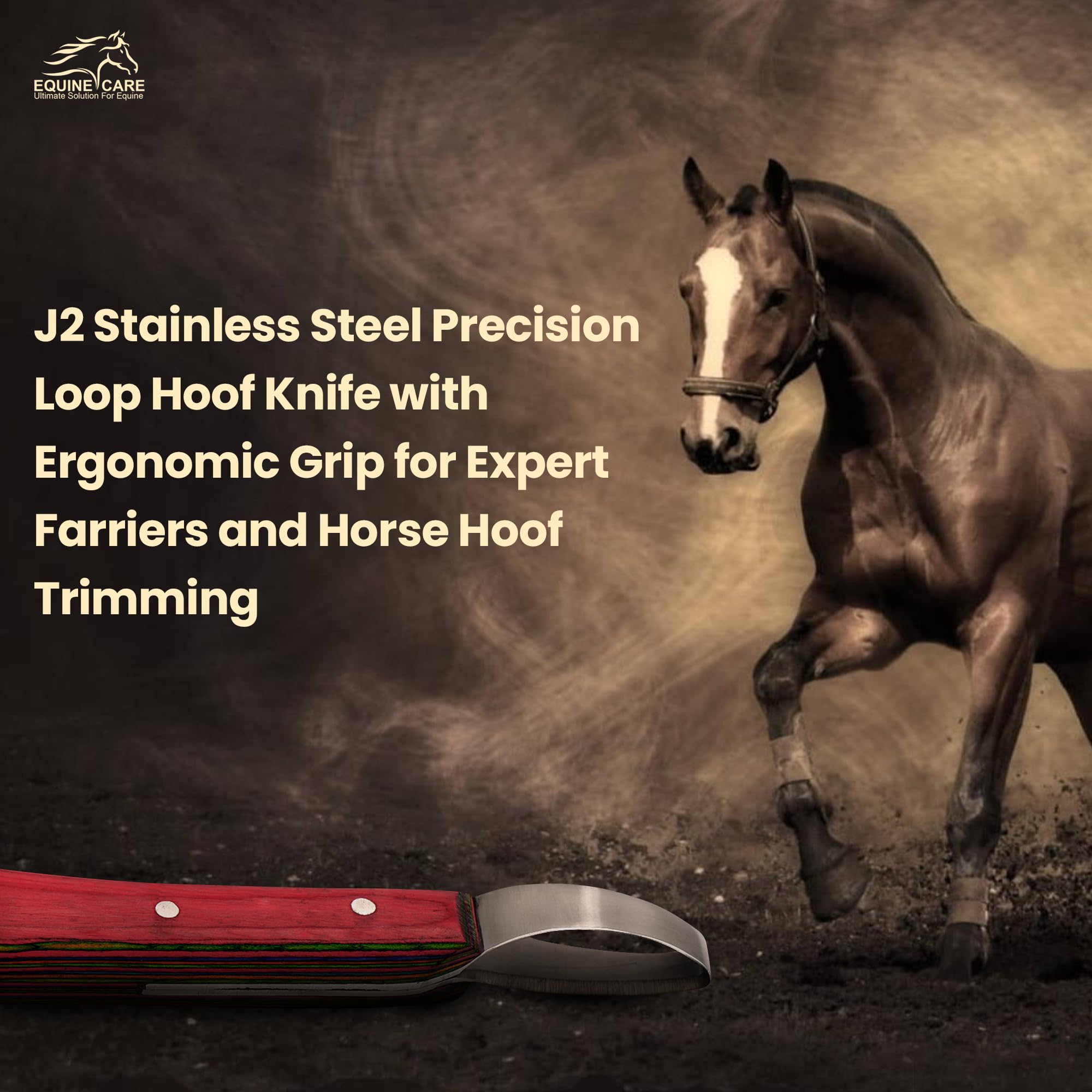 Equine Care packaged hoof care set with sheet-handle ready to use