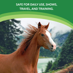 Measuring scoop shows easy daily dosing for mares.