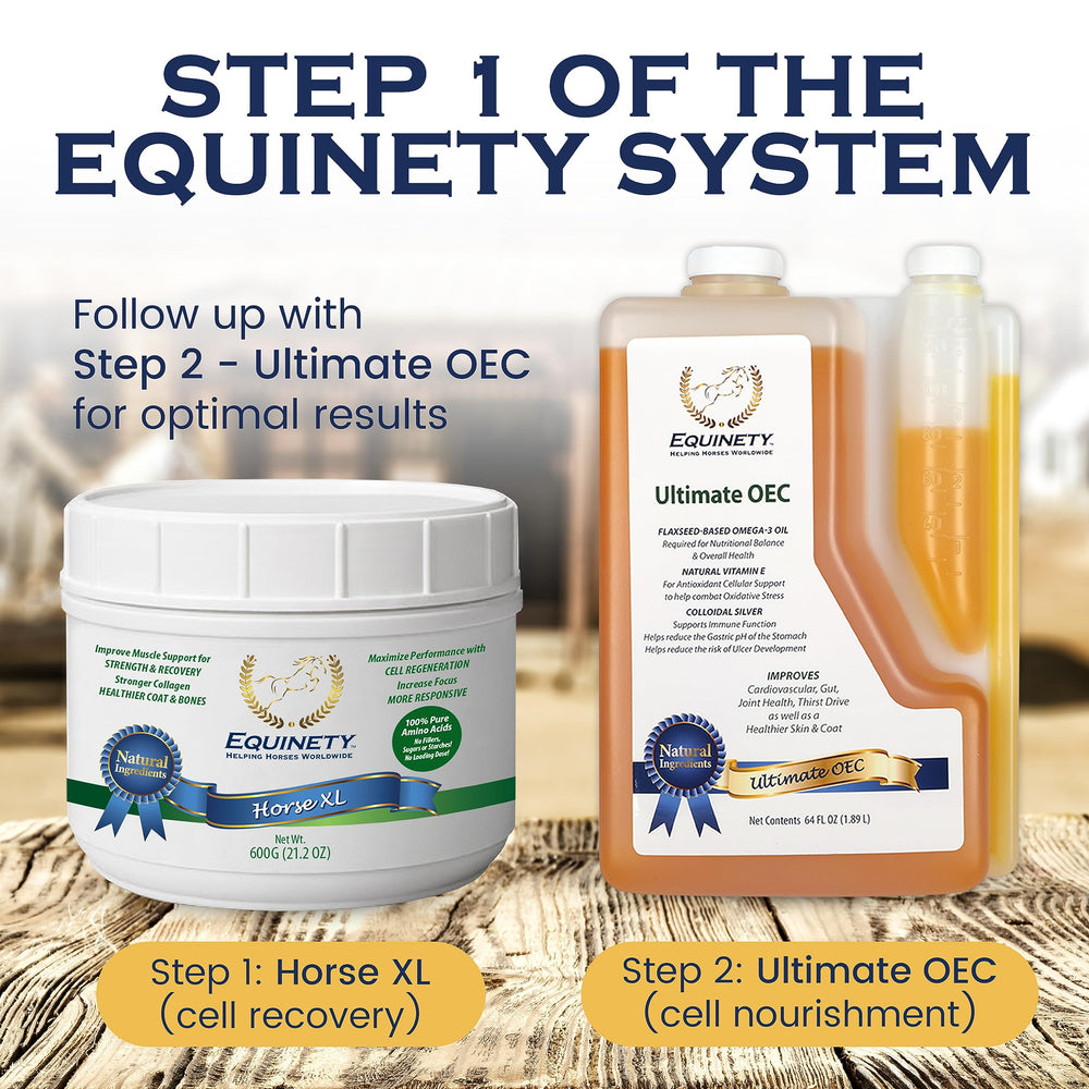 Equinety Horse XL packaging close-up showing 100-day supply planning.