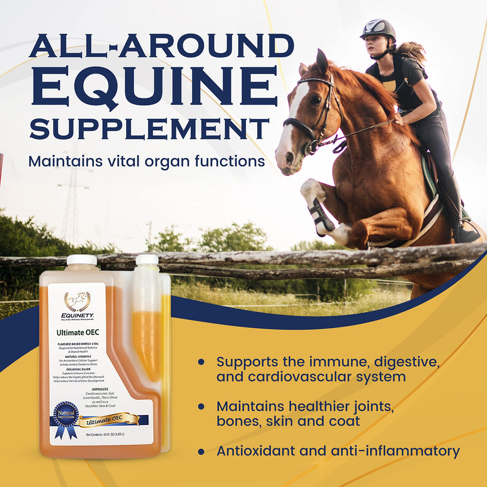 Equinety Ultimate OEC promotes a glossy horse coat and healthy skin.