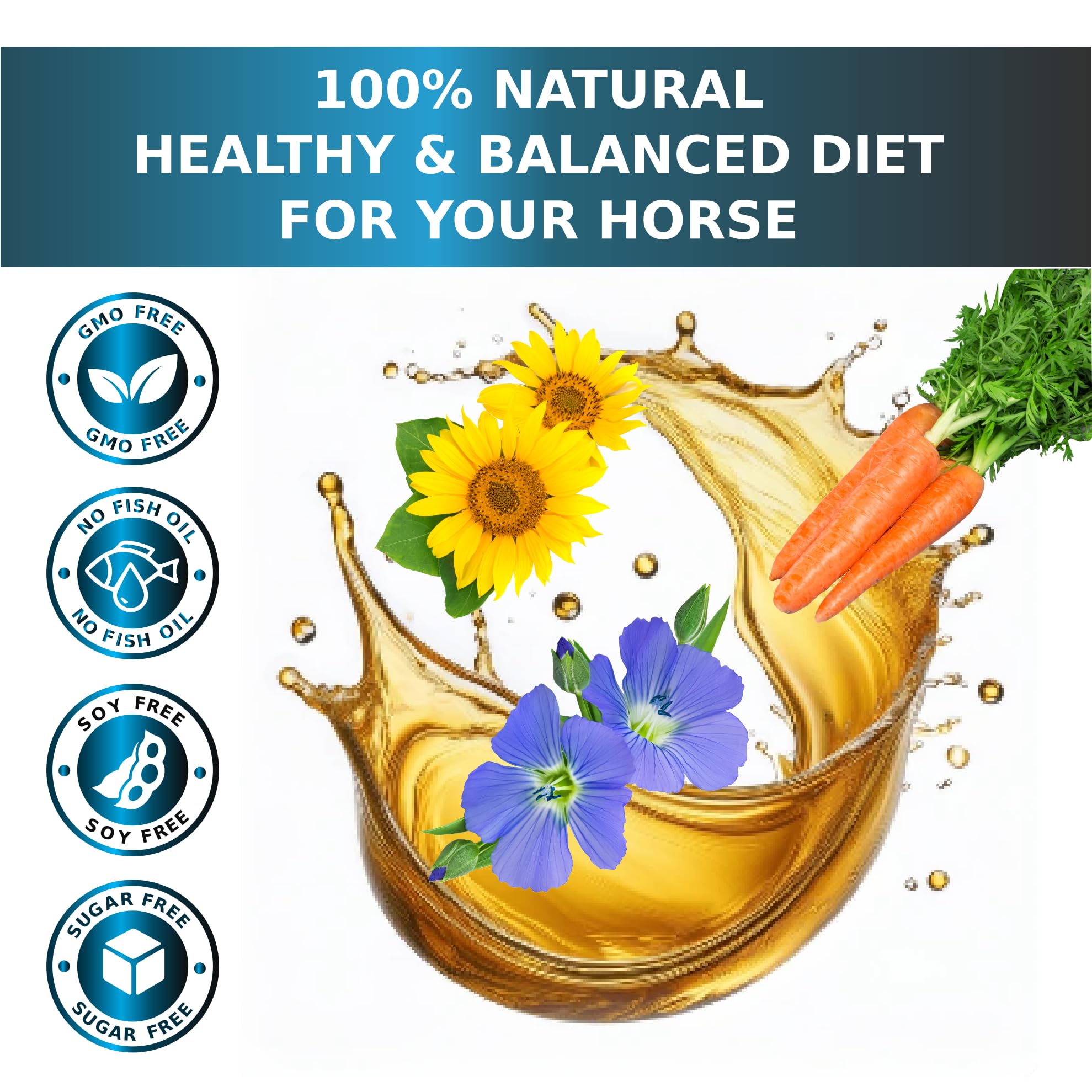 EQUIPURE Equine Oil coat shine after regular feeding routine.