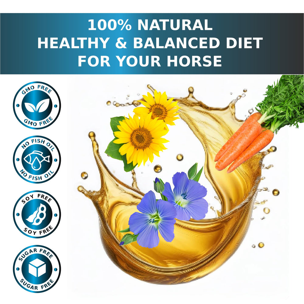 EQUIPURE Equine Oil coat shine after regular feeding routine.