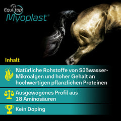 EQUITOP Myoplast scoop shows precise measurement for consistent nutrition.