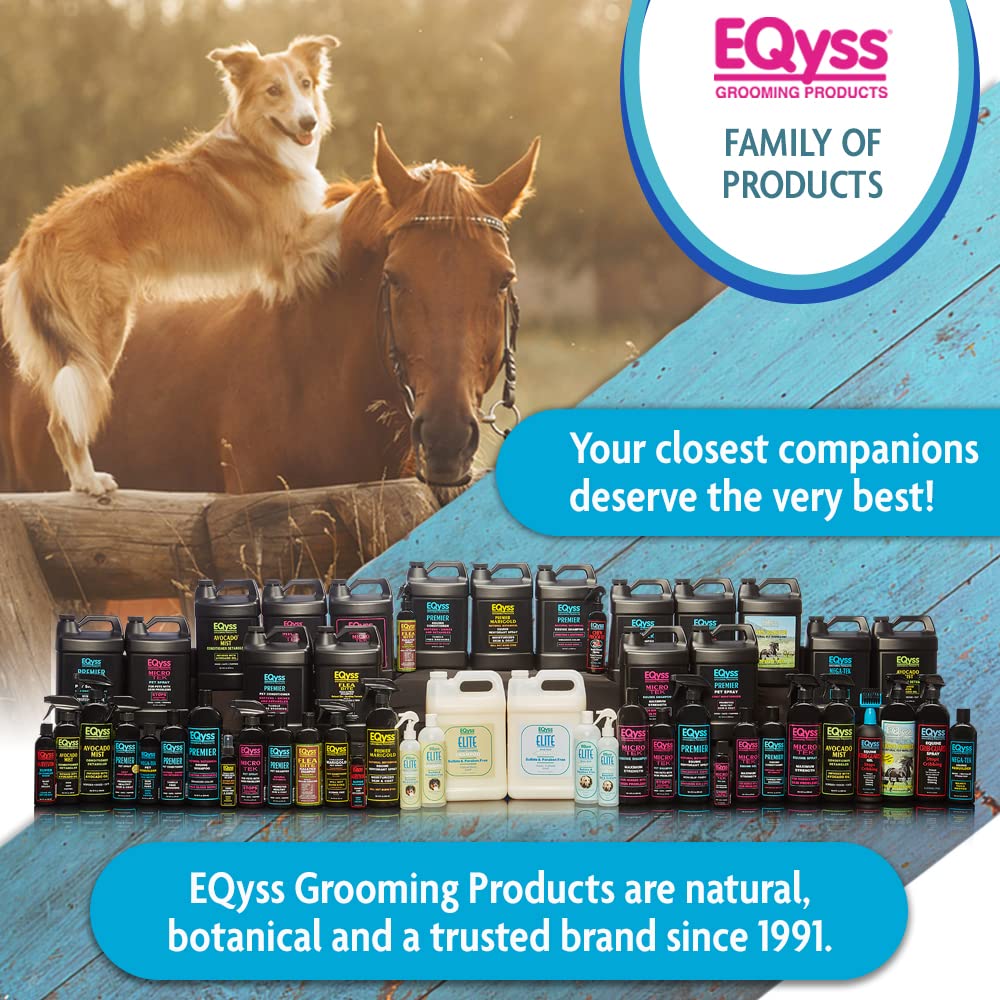 Eqyss Micro-Tek packaging closeup highlights botanical ingredients and a light floral scent.