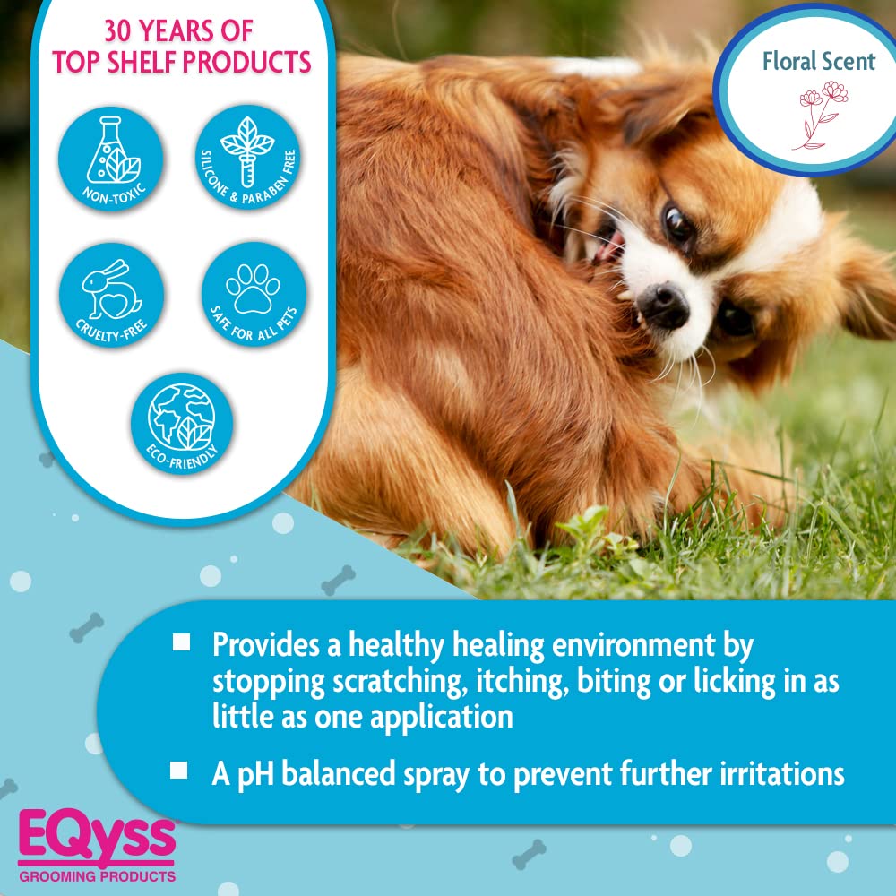 Eqyss Micro-Tek spray in a skin-care routine promotes soothing daily care for pets.