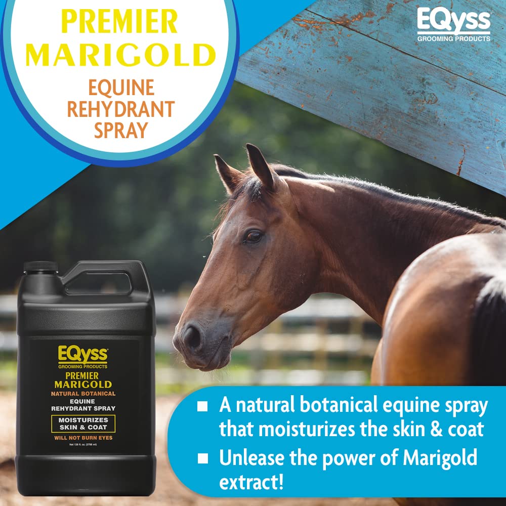 Eqyss Premier Marigold Coat Shine spray adds instant, non-greasy shine to the coat.