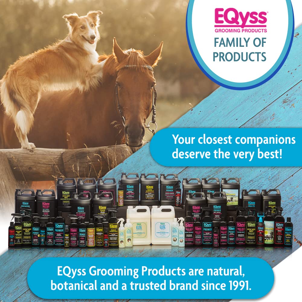 Eqyss Premier Marigold Mane and Tail application shot shows even spray coverage.