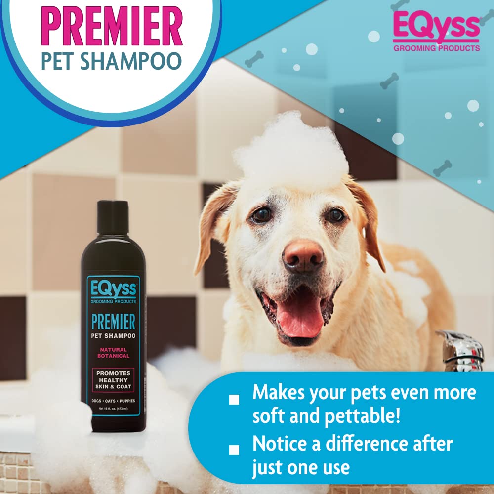 Eqyss Premier Pet Shampoo lather demonstrates pH-balanced care.