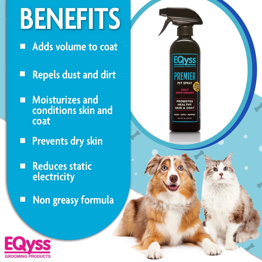 Eqyss Premier Pet Spray demonstrates dust and dirt repellent action.
