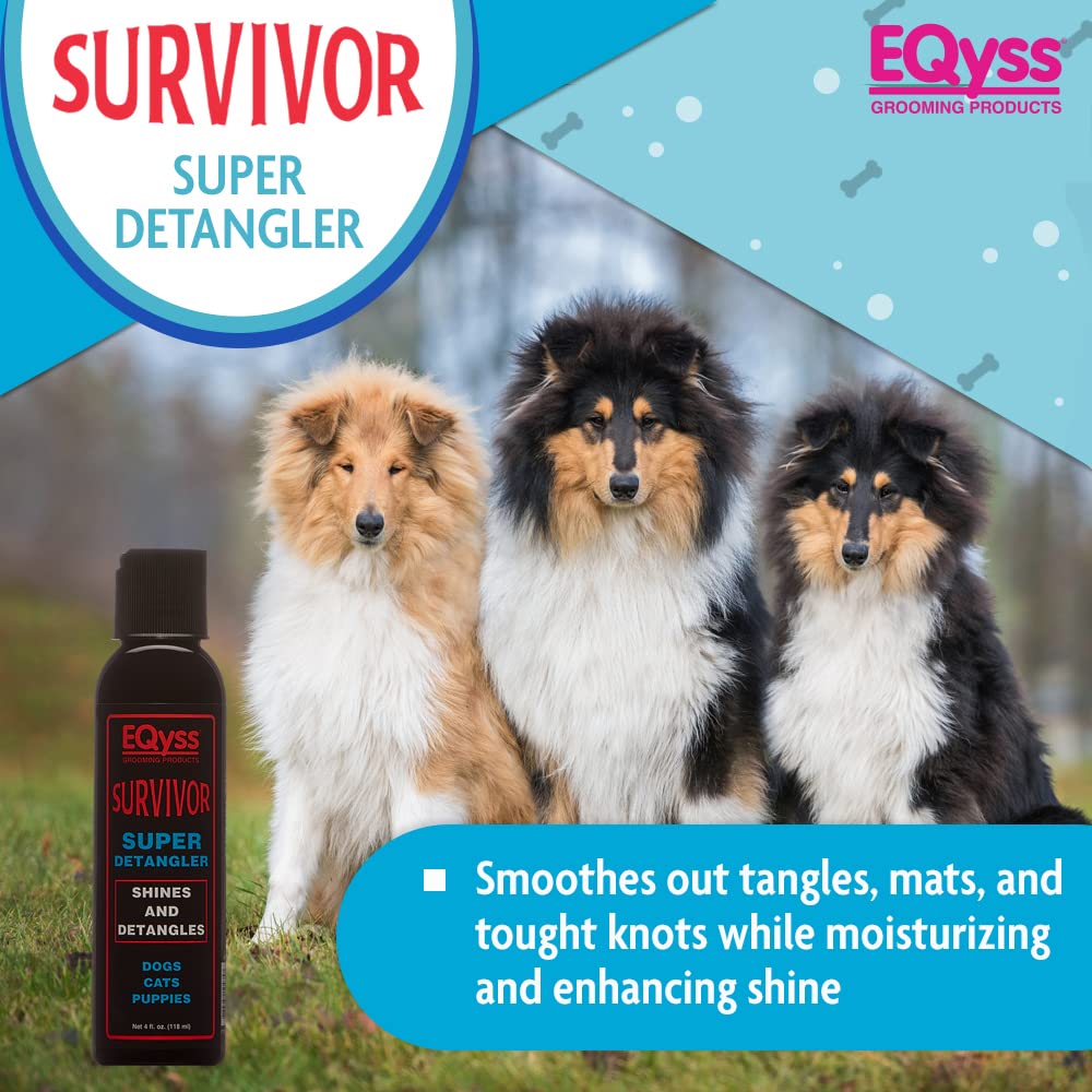 Eqyss Survivor Detangler in action detangling a long coat smoothly