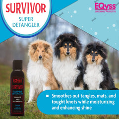 Eqyss Survivor Detangler in action detangling a long coat smoothly