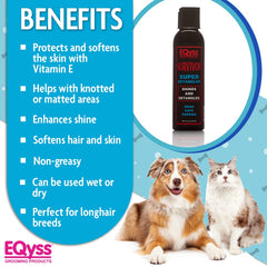 Close-up shows longhair shine after use with residue-free finish