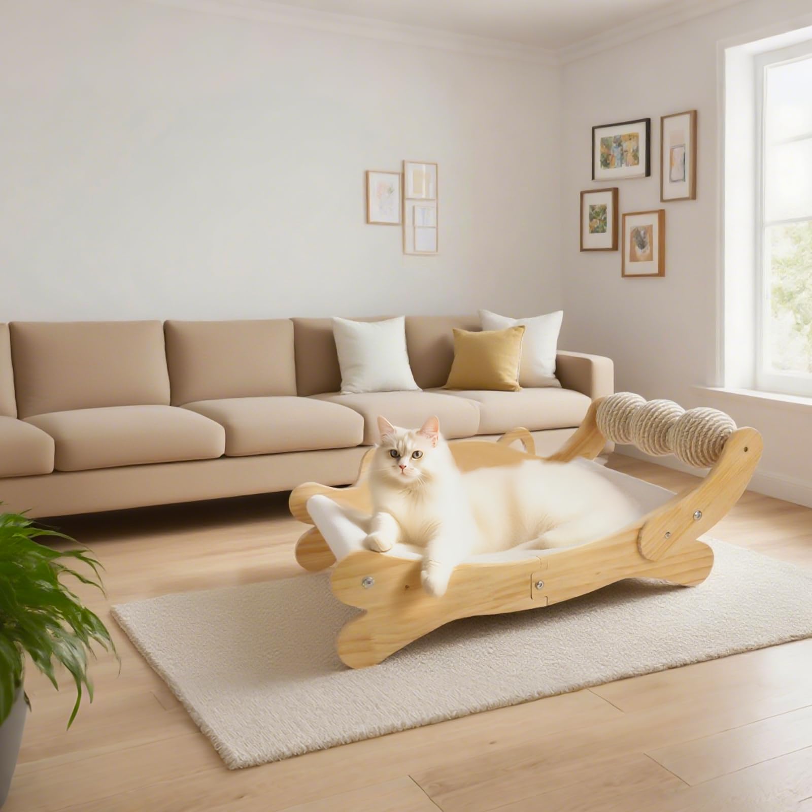 ERGTFVN Cat Scratcher Bed modern wooden design complements home decor