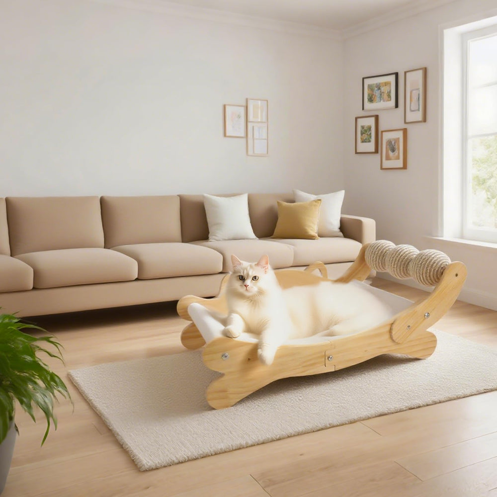 ERGTFVN Cat Scratcher Bed modern wooden design complements home decor