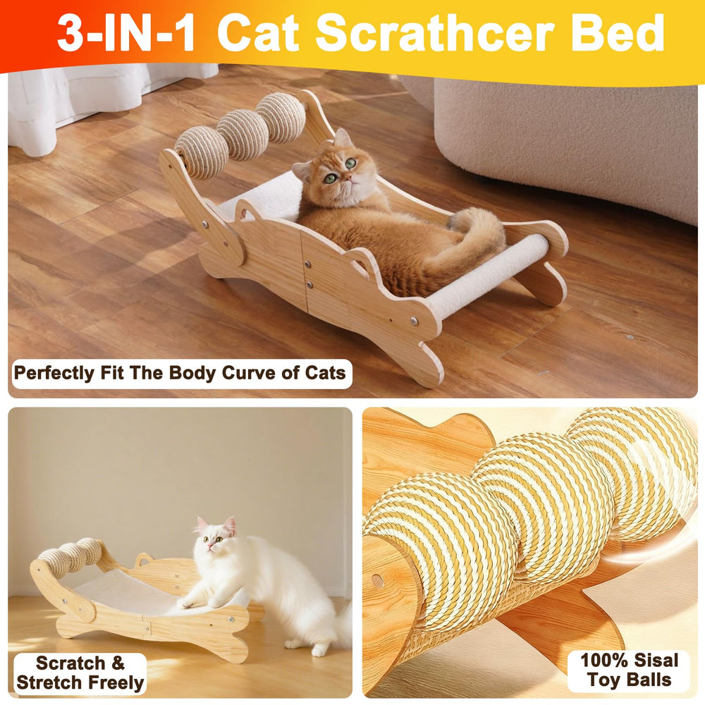 ERGTFVN Cat Scratcher Bed supports cats up to 40lbs with stable base