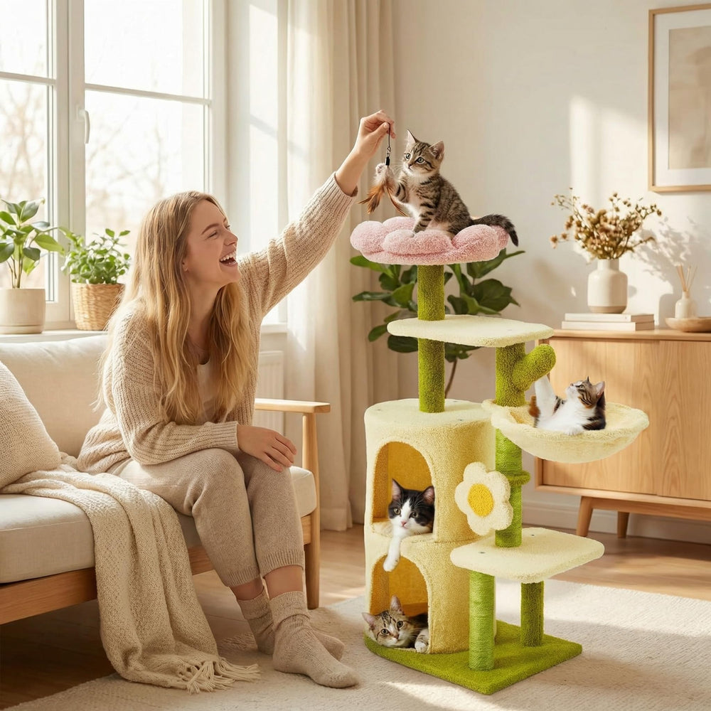 Erinnyees Flower Cat Tree easy-assemble design for quick setup.