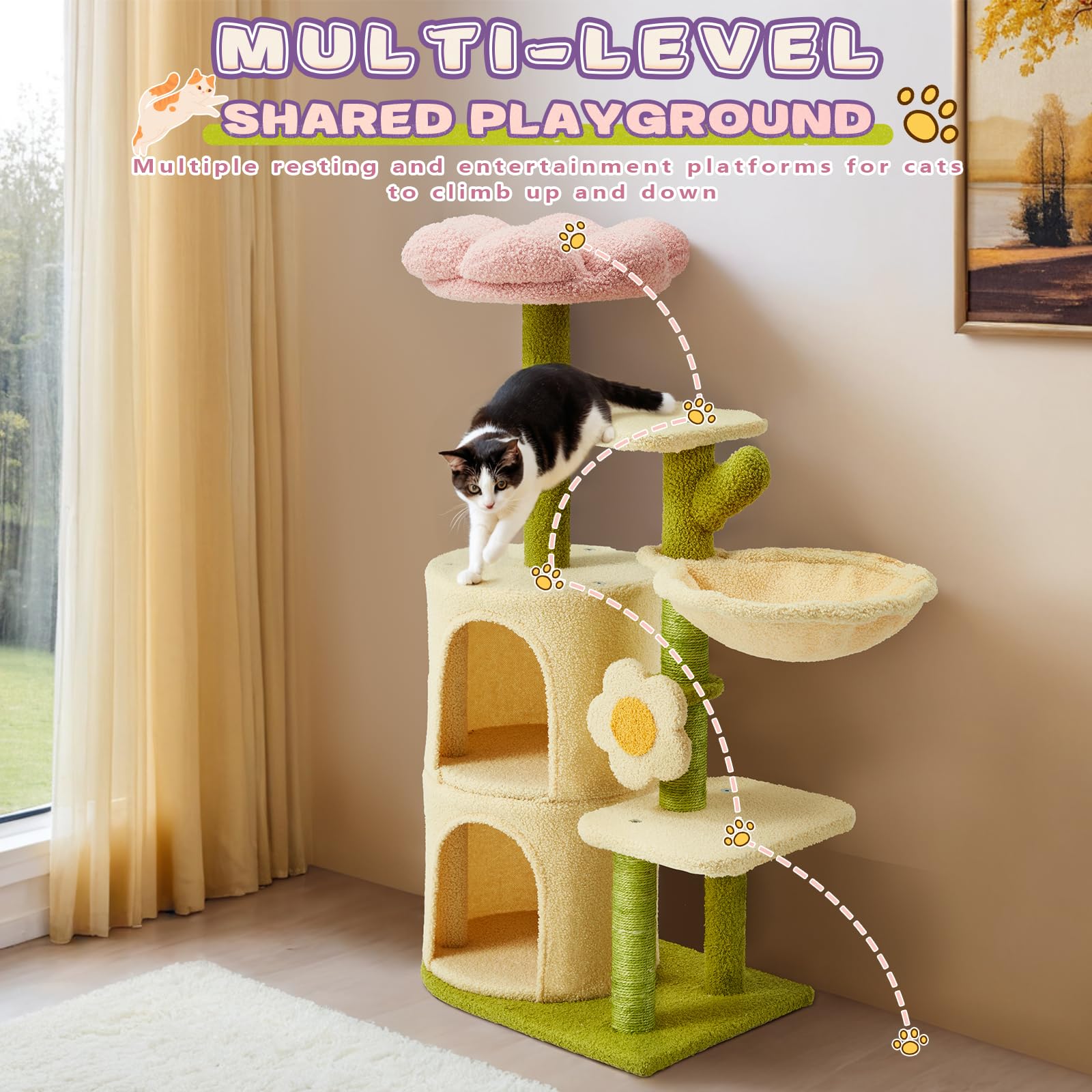 Erinnyees Flower Cat Tree floral design brightens homes and entertains cats.