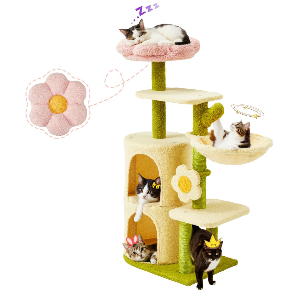 Erinnyees Flower Cat Tree top perch offers a high view for curious cats.