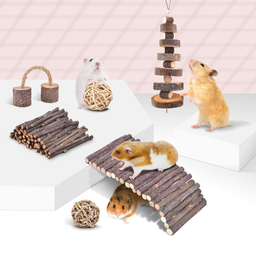 ERKOON 11-pack chinchillas chew toys seagrass ball for texture and interaction