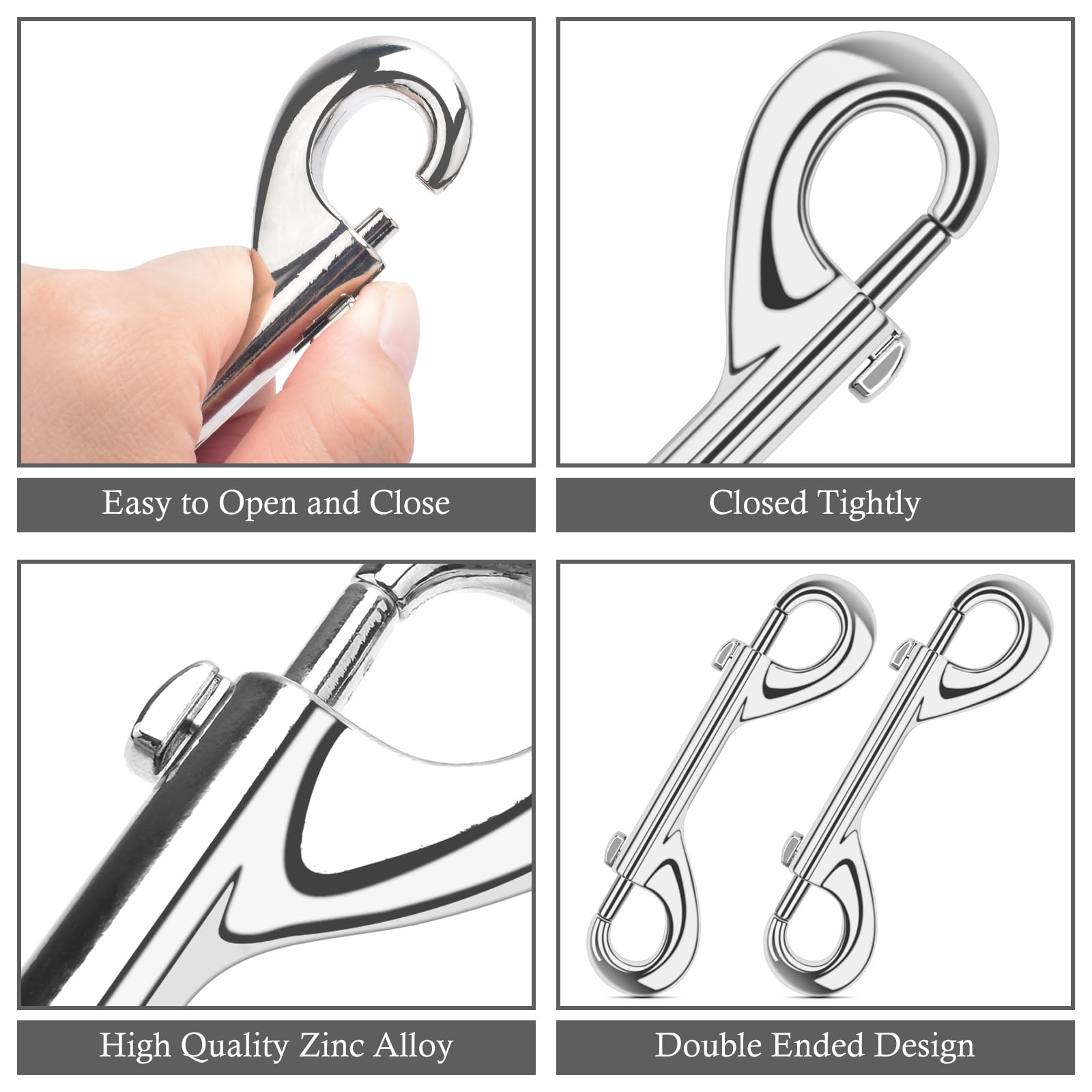 ERKOON double-ended bolt snap in 4-7-inch for versatile horse tack setups.