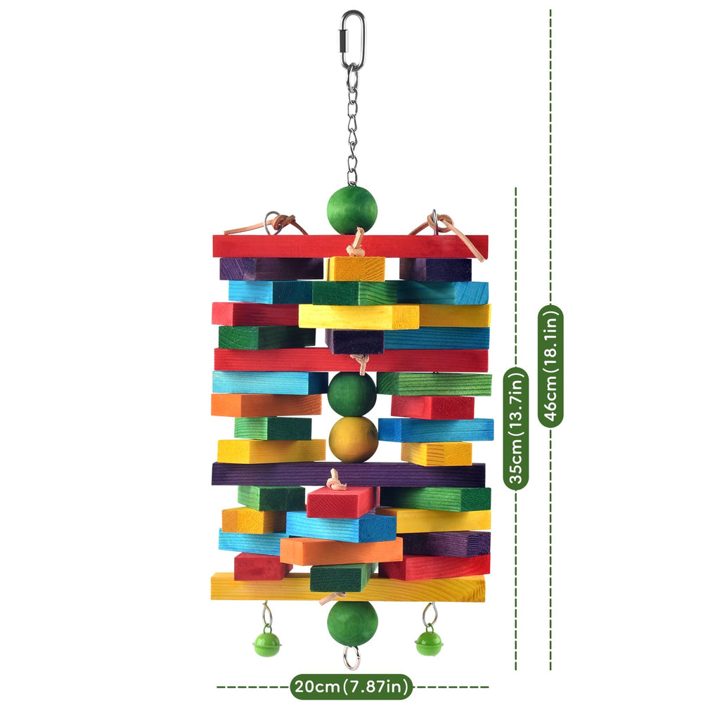 ERKOON large parrot chew toy with assorted shapes stimulating beak work.