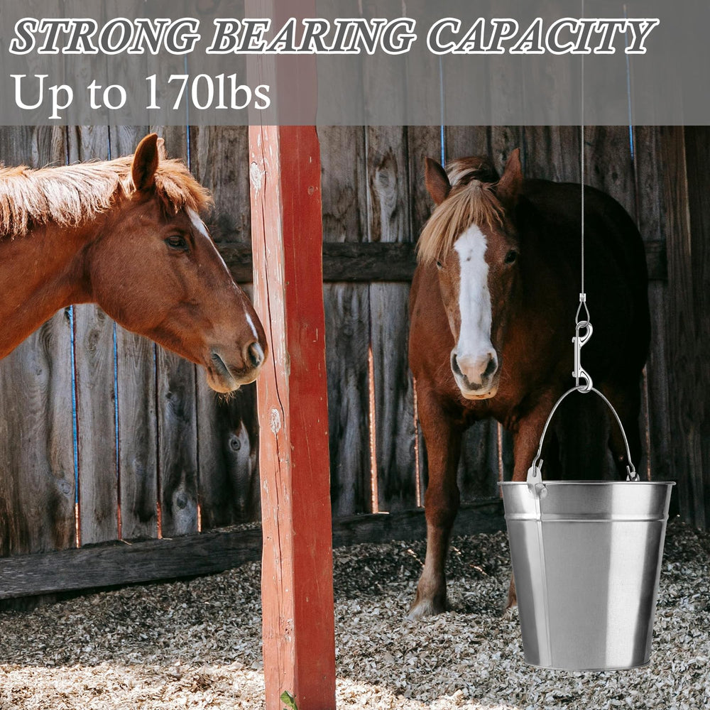ERKOON metal clip attached to a bucket hanger for suspended feed.