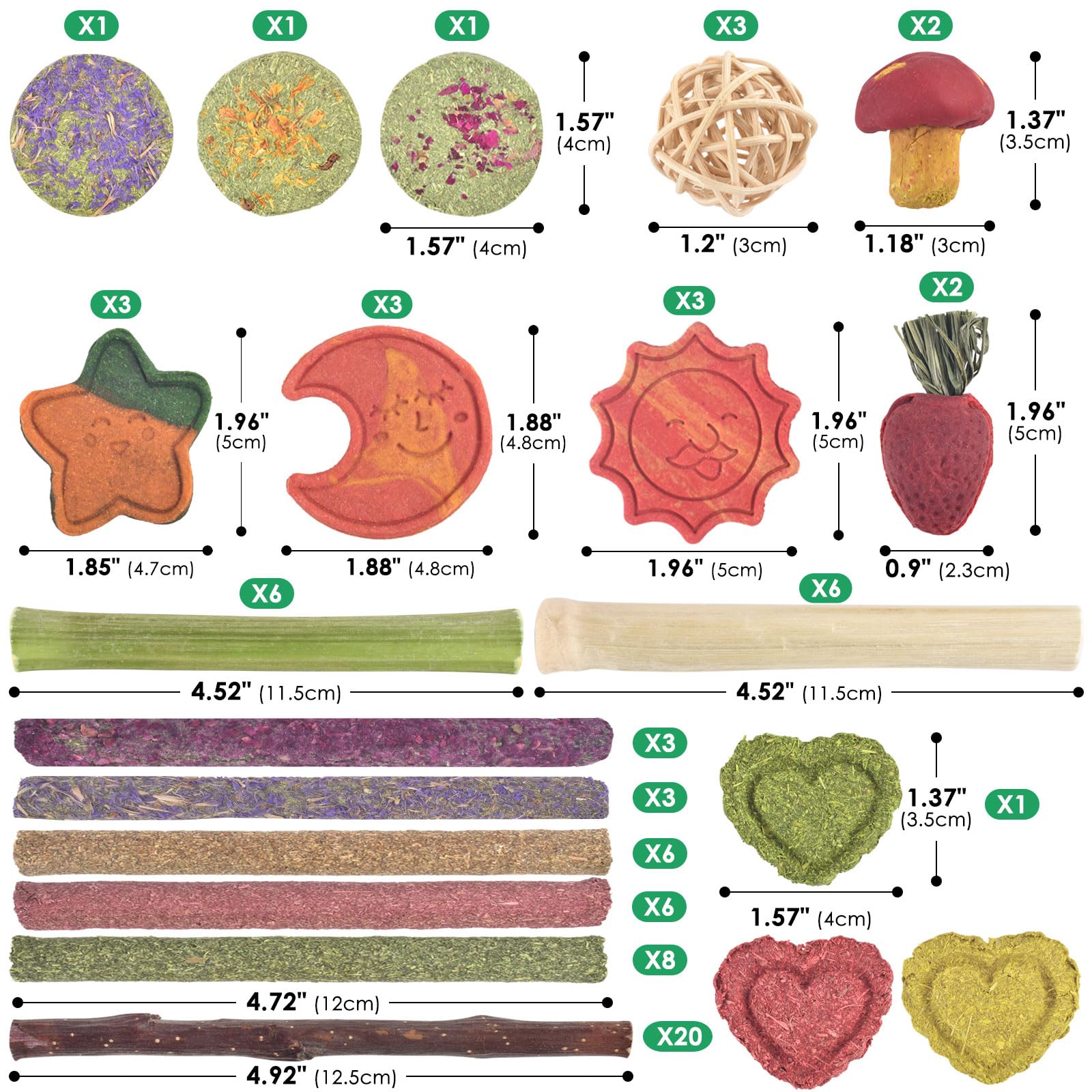 ERKOON papaya stem and sweet bamboo stems offer varied textures during play.