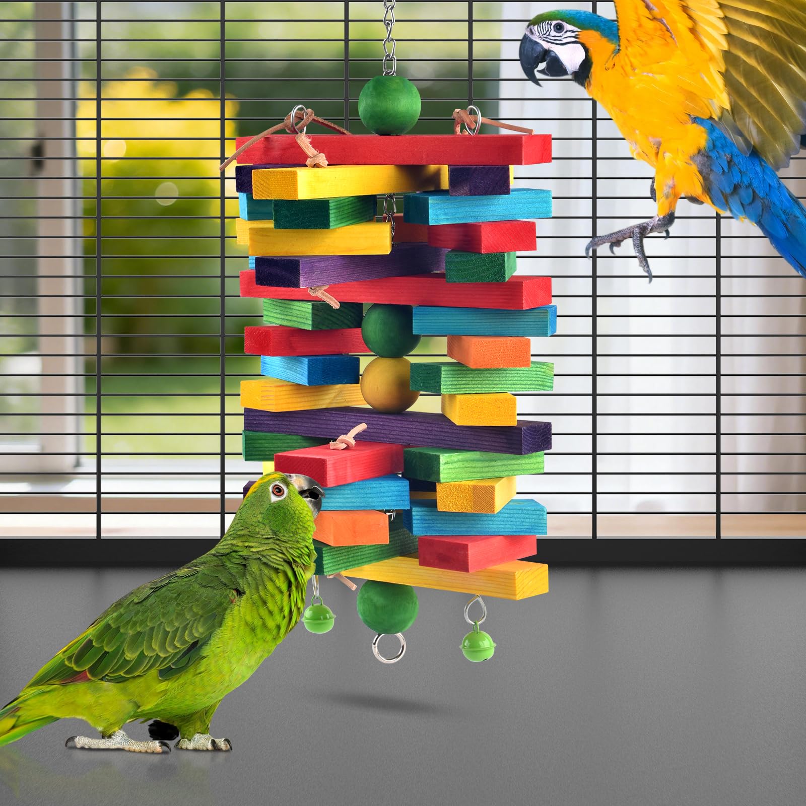 ERKOON toy in cage environment showcasing multi-sensory appeal.
