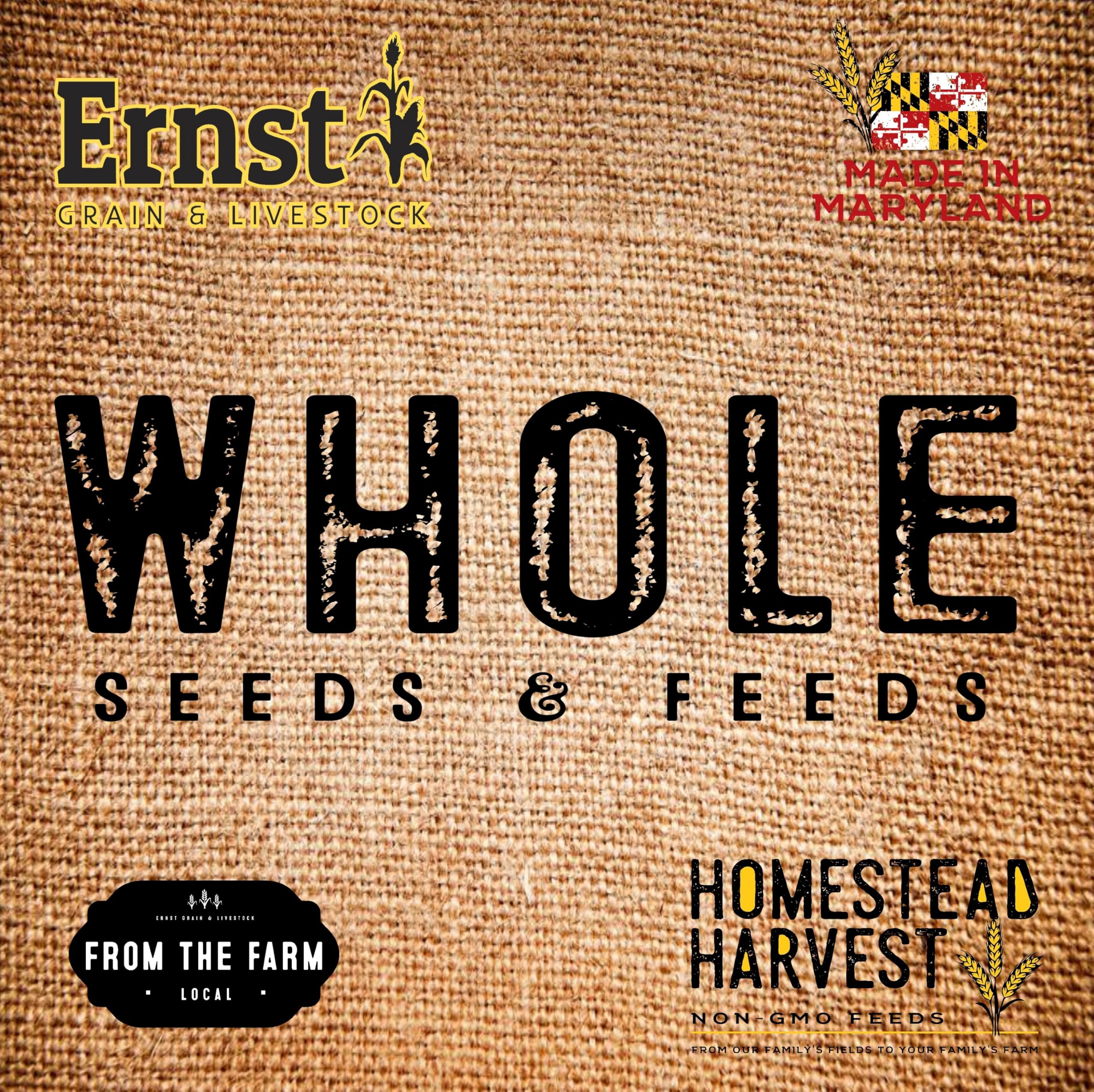 Ernst Grain cracked corn farm logo on packaging