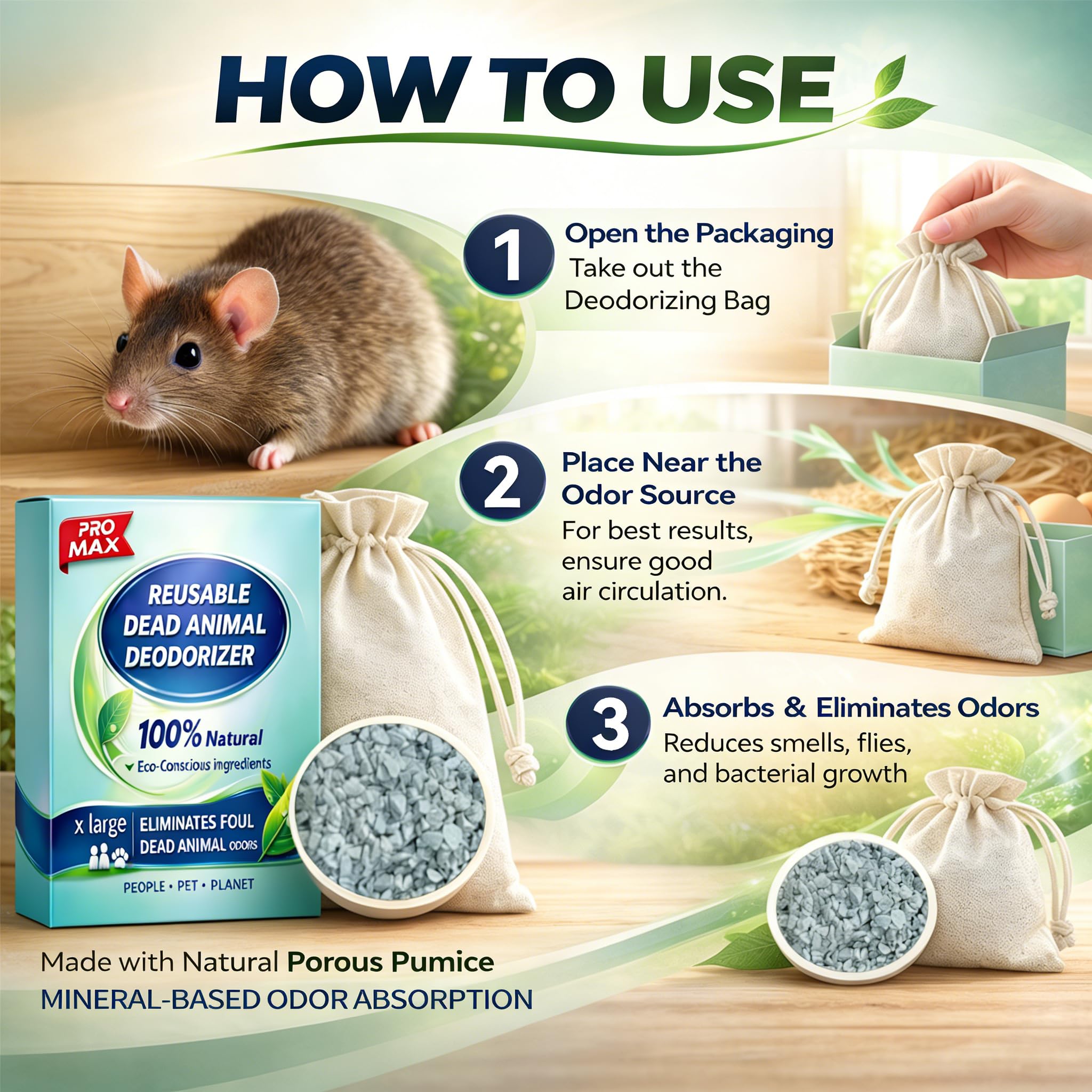 EROSMILE reusable odor eliminator can be revived with sunlight.