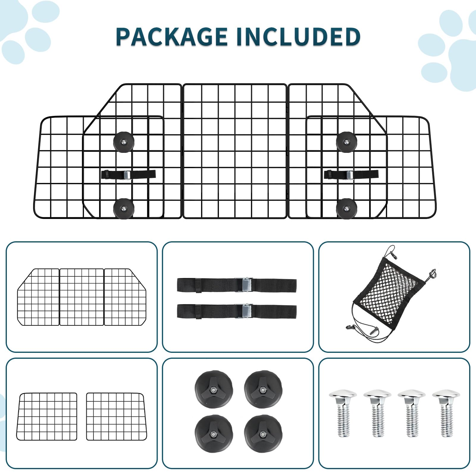 ERYTLLY dog car barrier rust-resistant mesh, easy cleaning