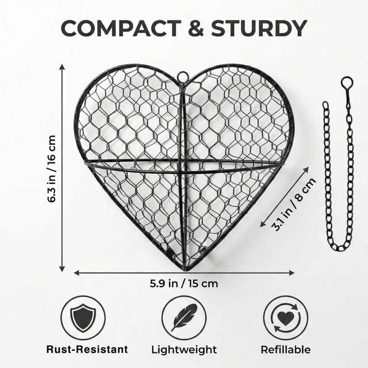 Esamar nesting material mesh frame enables birds to pluck soft strands.