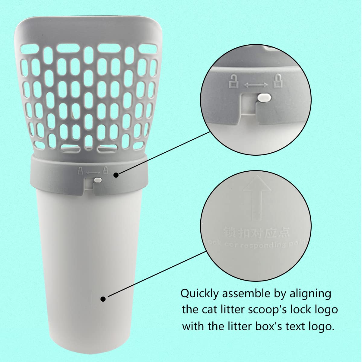 Esamploe 2-in-1 litter box and scoop design boosts cleanup efficiency